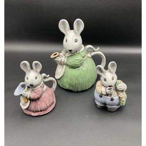 Mouse Shaped Tea Set Teapot Sugar Bowl with Lid and Creamer 1995’